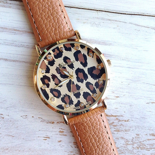 ŽENSKI KOŽNI SAT LEOPARD